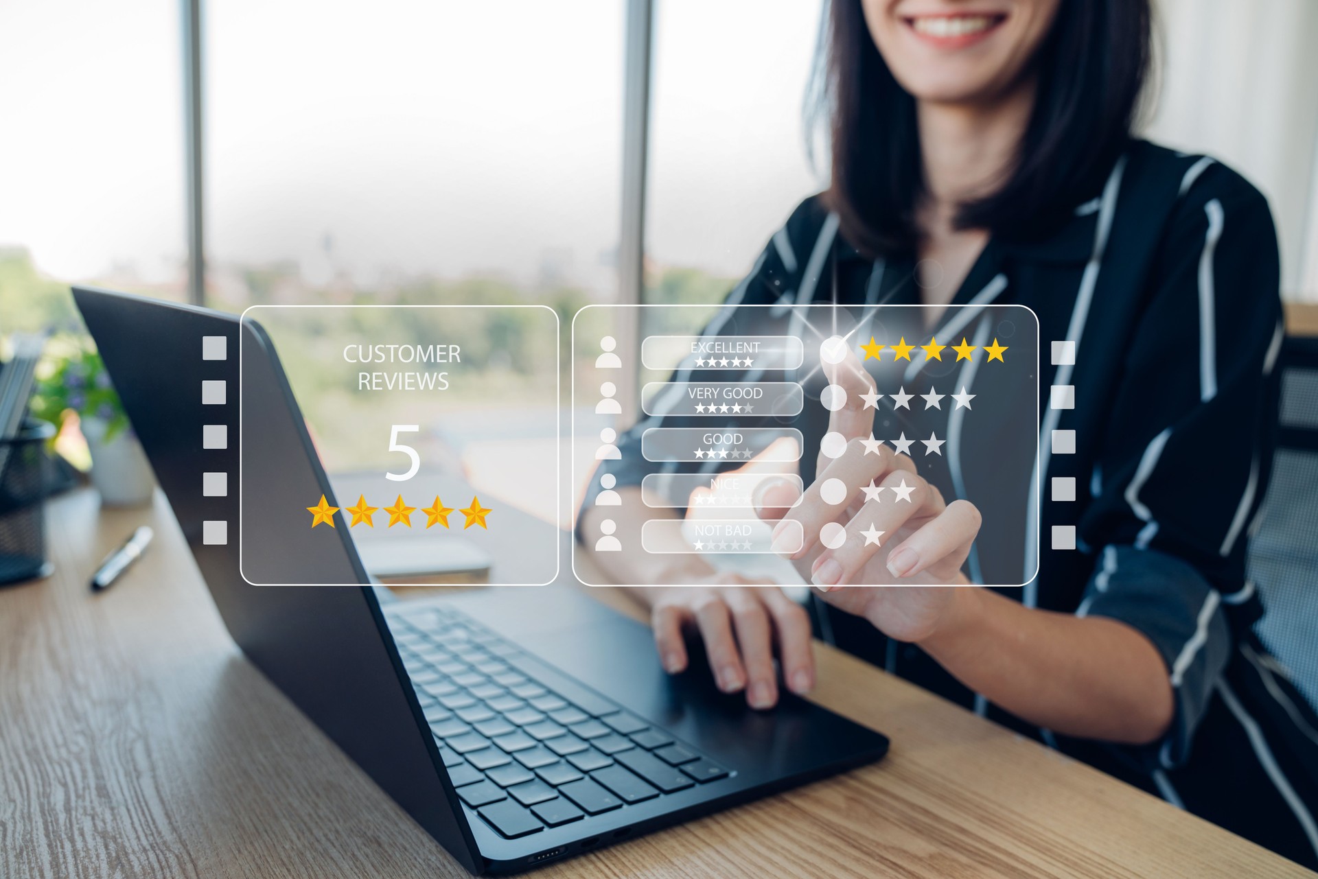 Customer review satisfaction feedback survey concept.